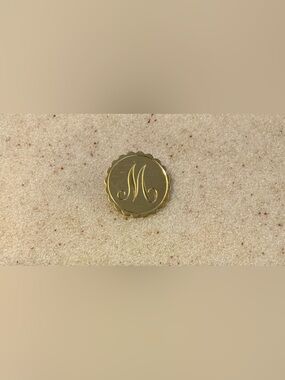 Gold Monogram 'M' Scalloped Accent Pin - Women Accessories
